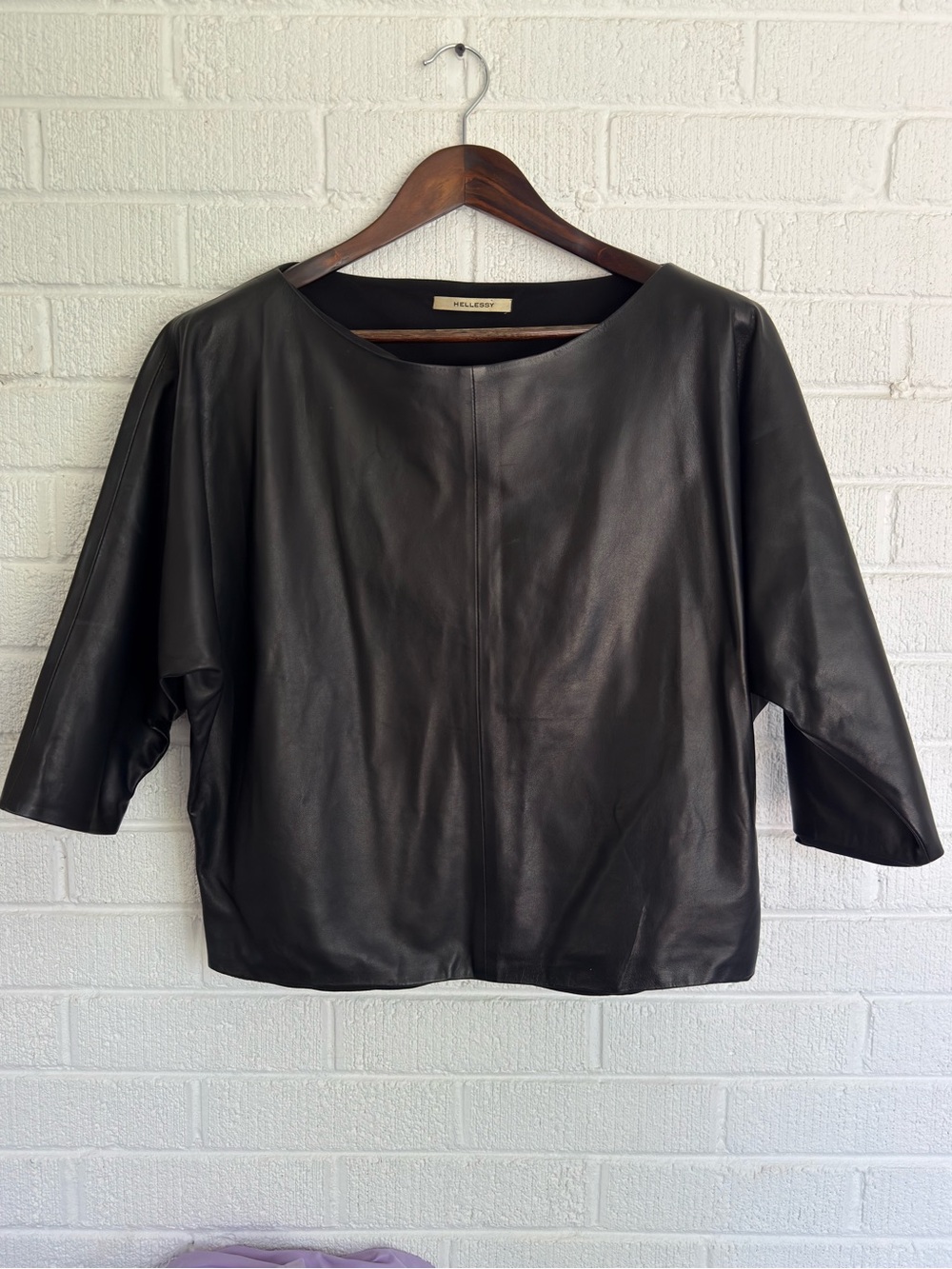 HELLESSY Black Lambskin Leather Jacket - Sleek Minimal